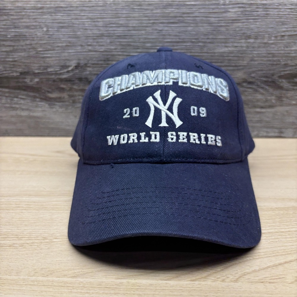 New York Yankees Hat Cap Strap Back Mens Blue MLB Baseball 2009 World Series